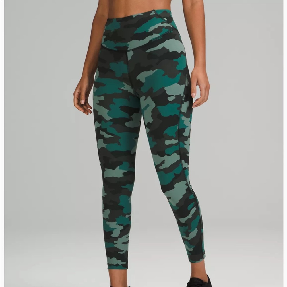 NWT Lululemon Base Pace High-Rise Running Tight 25” -Camo Tidewater Teal Size 16
